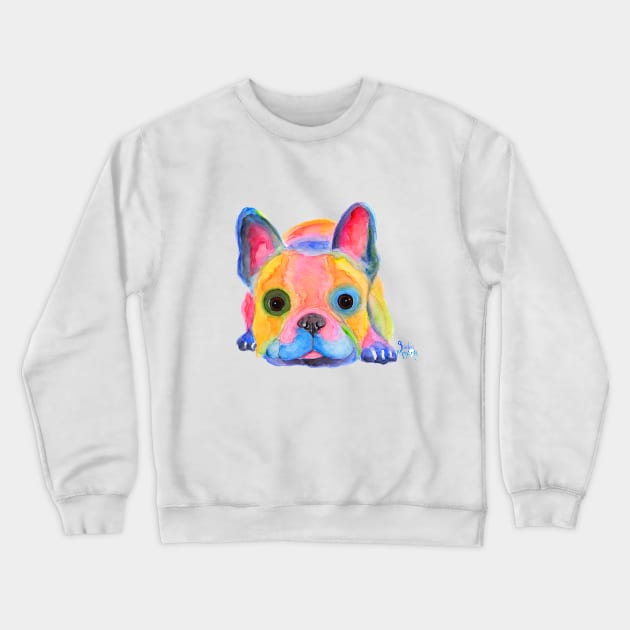 Nosey French Bulldog ' Am I FReNCH ? ' Crewneck Sweatshirt by ShirleyMac